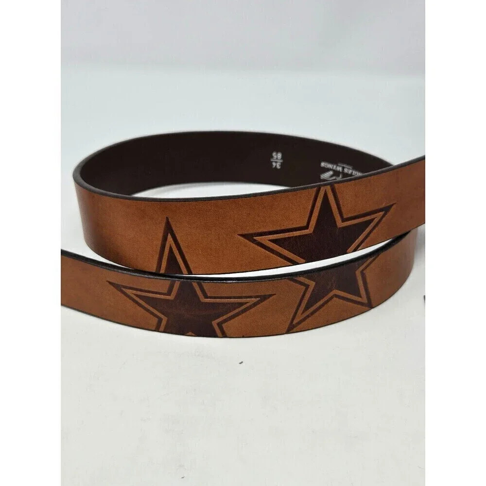 NWT NFL DALLAS COWBOYS FOOTBALL BROWN LEATHER BELT STARS EAGLES WINGS MEN 34